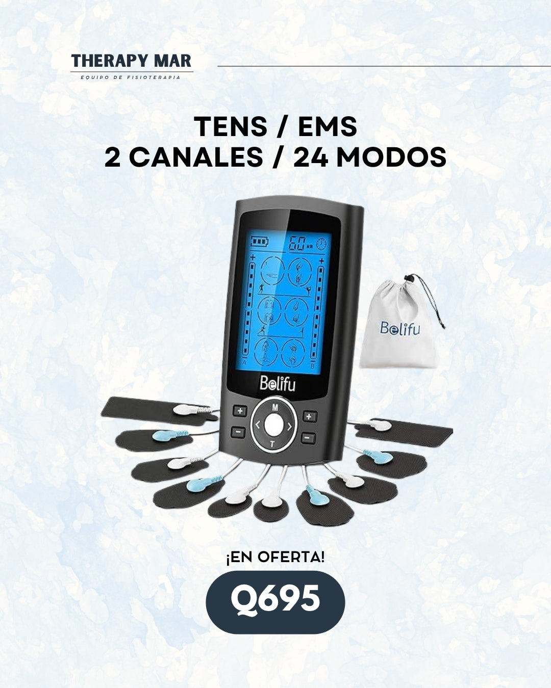 Electroestimulador tens y ems (color negro)