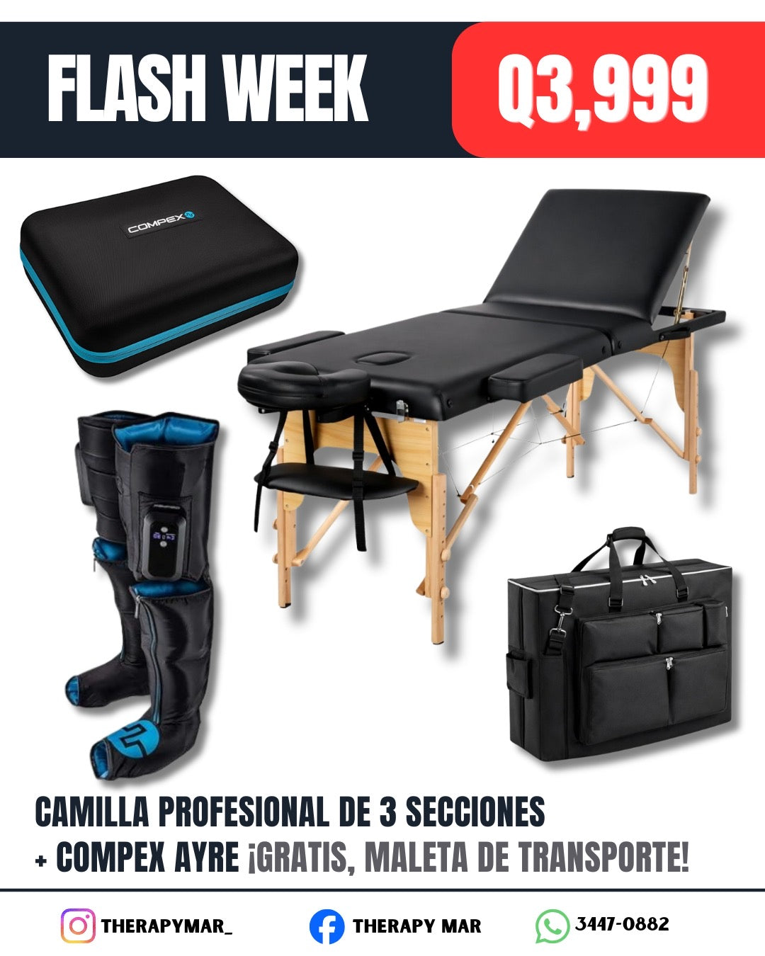 Camilla profesional de 3 secciones + Compex AYRE