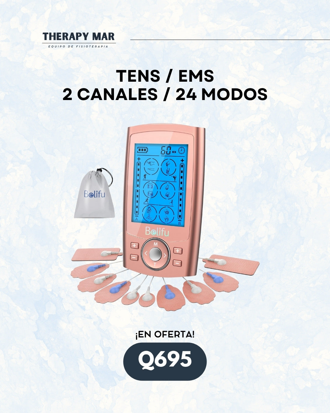 Electroestimulador tens y ems (color rosado)