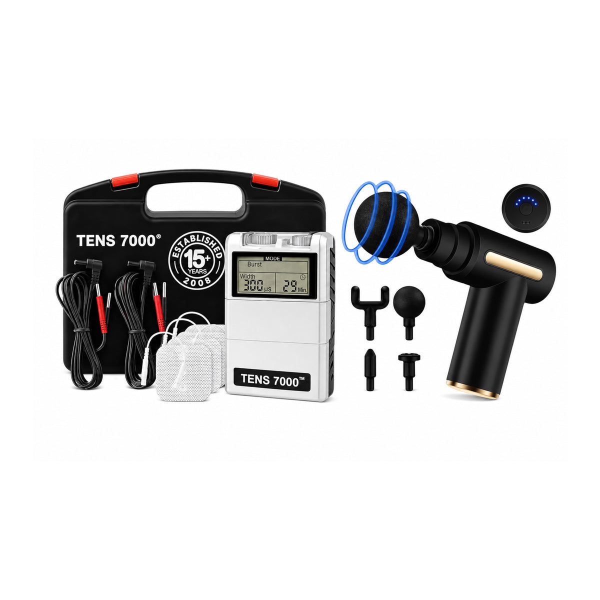 Electroestimulador tens 7000 + pistola de percusión