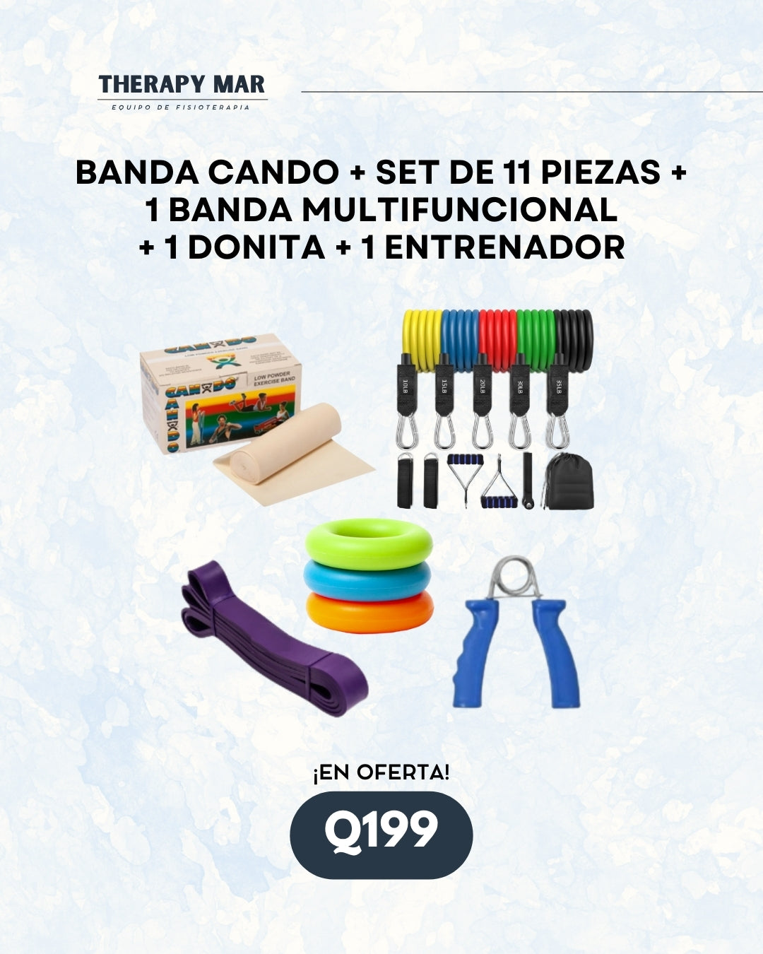 Banda cando + set de 11 piezas + 1 banda multifuncional + 1 donita + 1 entrenador