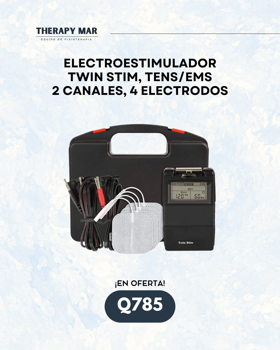 Twin stim TENS/EMS (2 canales, 4 electrodos)