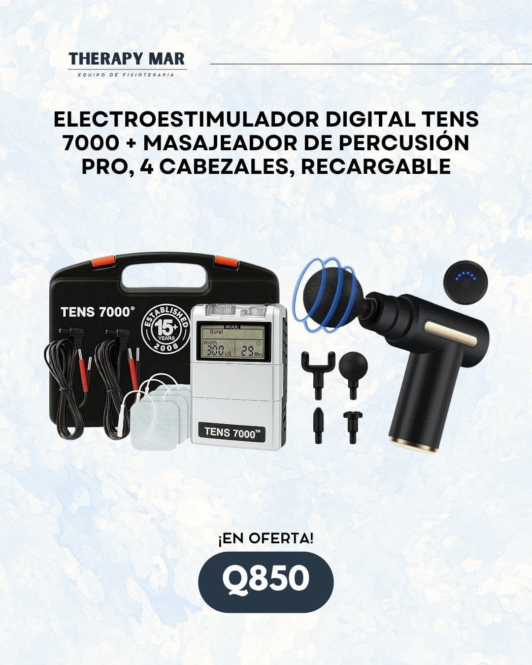 Electroestimulador tens 7000 + pistola de percusión