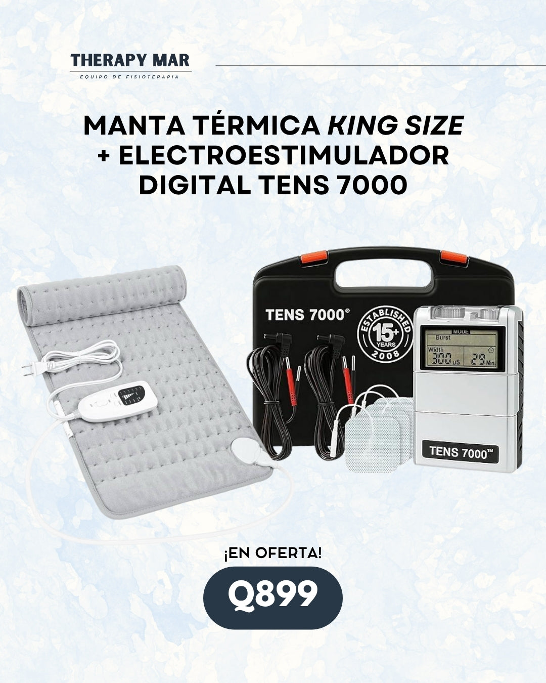 Manta térmica + electroestimulador digital tens 7000