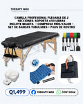 Camilla profesional de 3 segmentos + compresa + bandas tubulares + pads + maleta